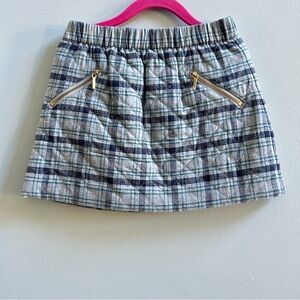 NWOT Janie and Jack Girl Gray and Blue Quilted Plaid Mini Skirt, Size 3